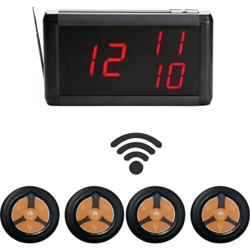 Wireless Calling System Restaurant Service 1 Host LED Screen Digital Display Receiver + 4 Four Keys Buttons 433.92