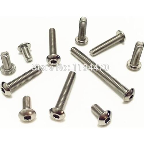 25-100pcs M3 ISO7380 Metric 304 Stainless Steel Button Head Hex Socket Cap Screw Round Head Allen Bolt