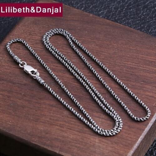 2mm Wide Weave Rope Necklace Pendant Pure 925 Sterling Silver Men Women Buddha Mantra Initial Chain Necklace Jewelry 2020 New N2