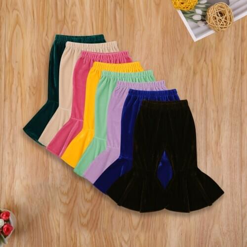 Citgeett Summer Solid Kids Baby Girls Trousers Elastic Waist Flared Pants Casual Spring Clothes