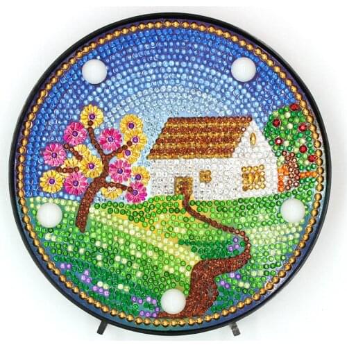 DIY LED Special Shaped Diamond Painting Molding Lamp Country Cottage Diamond Shaped Drill Full Drill Party Ornament Night Lamp