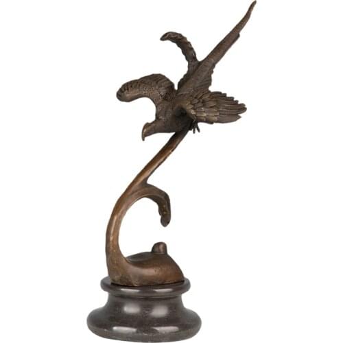 DW-092 Hot Selling Bronze Flying Bird Art Casting Bronze metal Wild bird flying from Tree statue figurines for Indoor Decoration