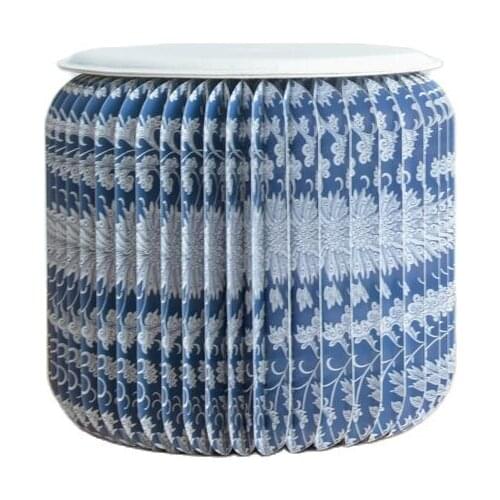 Round stool fashion Nordic living room creative home seat 2020 new low stool blue printed paper stool