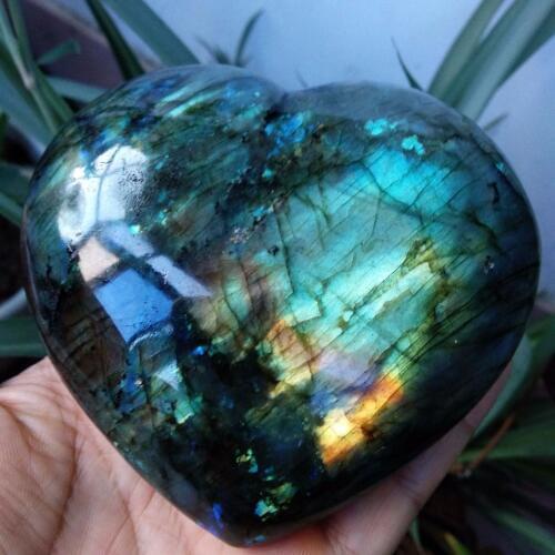 Labradorite Heart Moonstone Positive Energy Reiki Gems Crystal Heart Healing