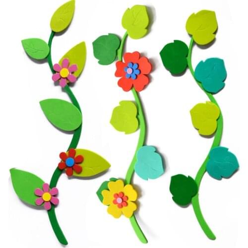 XICC Leaves Lace Strip Flower Kindergarten Classroom 3D EVA Foam Wall Layout Sticker Handmade Toys For Children Early Learning