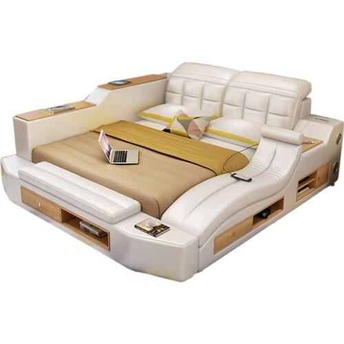Genuine Leather multifunctional massage bed frame modern Nordic camas ultimate bed кровать двуспальная lit beds ???? muebles de
