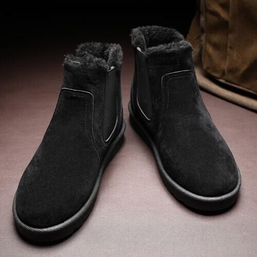 Mens Boots Men Chelsea Boots Ankle Boots Plus Velvet High-top Martin Boots Outdoor Walking Shoes Wear Resistant Casual Shoes