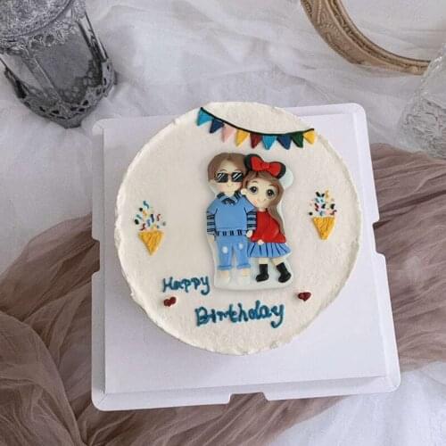 Cartoon Mr and Mrs Soft Pottery Wedding Cake Topper boy girl Cupcake Toppers Gold Black Wedding Couple Cake Decorating Supplies