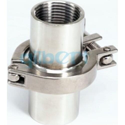 Set of (2 Ferrule Fittings+1 Clamp+1 Gasket) 1/4"- 2" BSPT Female Ferrule O/D Tri Clamp 304 Stainless Steel Sanitary Fitting