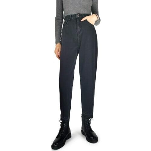New In Spring Fashion Versatile Easy Leisure Time Boyfriends Radish Jeans Woman High Waist Commute Wide Leg Pants Raw Edge