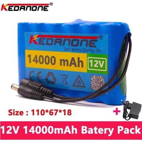 Originele 18650 Li-Ion Batterij Draagbare Oplaadbare Batterij Dc 12 V 12.6 V 14000Mah Batterij/12.6 V Batterij + 12.6V1A Charger