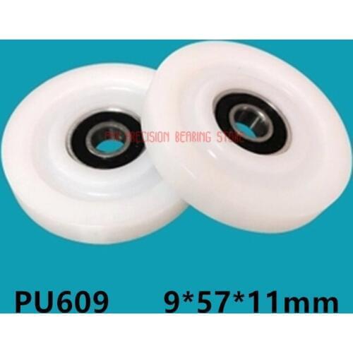 Plastic bearing nylon wheel roller pulley10 pcs Nylon plastic Embedded 609 Groove Ball Bearings 9*57*11 mm Guide Pulley