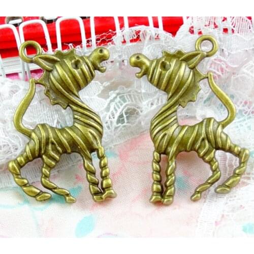10 Pieces/Lot 25*39MM Charms Zebra Antique Bronze Plated Alloy Pendant Findings Accessories Diy Vintage Necklace
