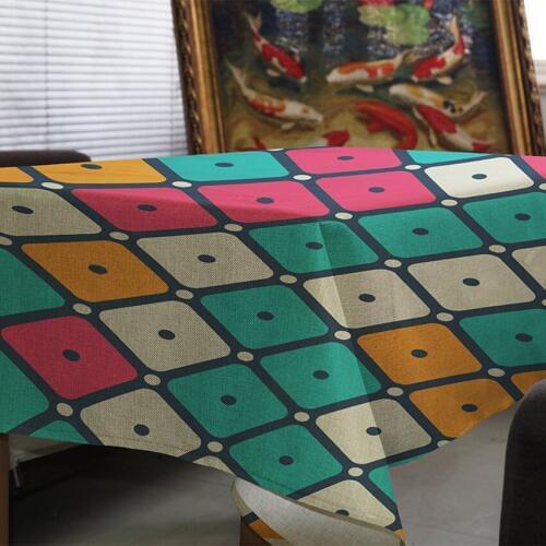 Nordic Rectangular Tablecloths Colorful Geometric Pattern High Quality Practical Household Goods Table Cloth Acceptable Custom