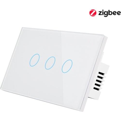Zigbee smart touch switch network connection APP control US standard 1\2\3gang AC110V 220V wall sticker light switch interrupter