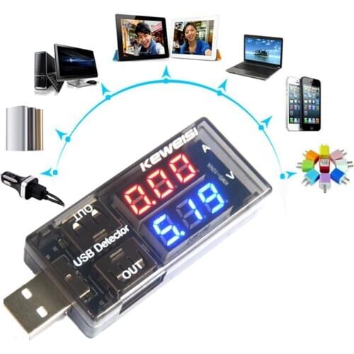 USB Current Voltage Charging Detector Battery Voltmeter Ammeter USB Tester with LED Display