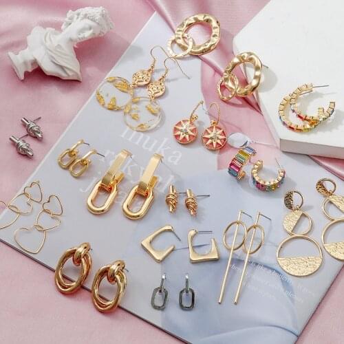 Vintage Golden Drop Earrings Statement Geometric Gold Earrings for Women Female Irregular Dangle Earring 2021 Trendy Jewelry