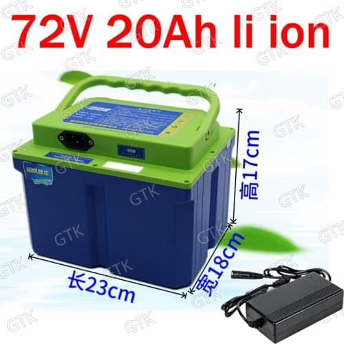 GTK waterproof 72v 20Ah lithium ion battery li ion battery BMS 20S for 1500w 3000w bike scooter inverter motorcycle + 3A charger