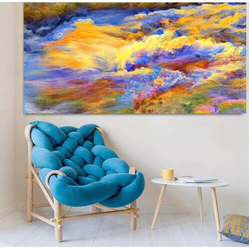 WANGART Canvas Poster Abstract Art Fantasy Starry Sky Colorful Landscape Oil Painting Wall Pictures For Living Room Home Decor