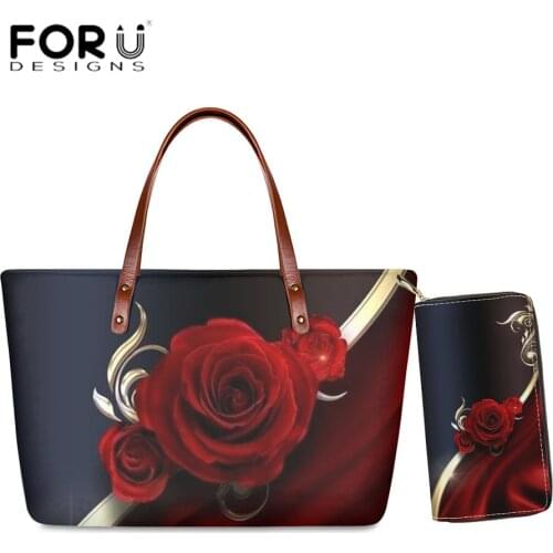 FORUDESIGNS African American Girls Printed Tote Bags for Women Casual Ladies Shoulder Handbags Female Top-handle Bag with Wallet