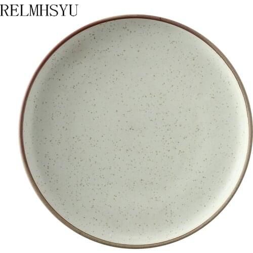 1PC RELMHSYU Japanese Style Ceramic Eating Bowl Simple Small Rice Bowl Round Food Dish Plate Tableware Set Household