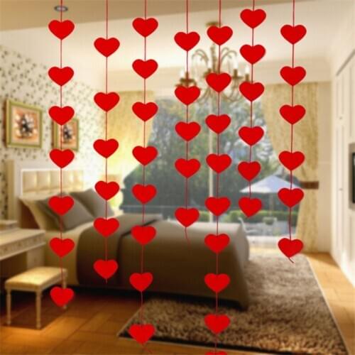 16 Love Heart Curtain Non-woven Garland Flags Banner Wedding Decoration Birthday Party Supplies Red Bunting MA897181