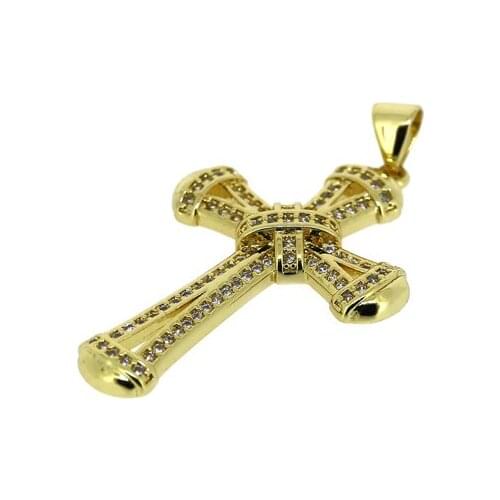3pcs 2021 New Charm Religious Cross Pave Cubic Zirconia Crystal Gold Pendant For Jewelry Findings DIY Making Necklace Earrings