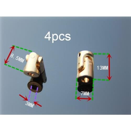 4Pcs Brass Universal Joint 3-3mm Miniature Cardan Joint Motor Shaft Connector Coupling for Diy RC Car/Boat/Airplane Models