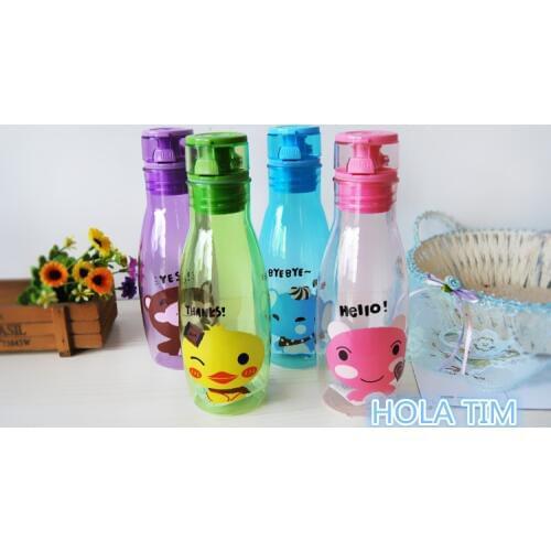 400ml Portable Ring Dust Cap Water Bottle 4 Color Plastic Cheap Sport Shatter proof Soda Space Leak-proof Water Kettle