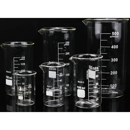 50ml to 1000ml Transparent Boro Graduated Glass Measuring Cup Glass Beaker in Tall Form for Laboratory Chemical Equipment