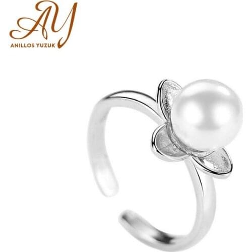 Anillos Yuzuk Real 925 Sterling Silver Minimalist Pearl Ring For Women Wedding Party Cute Fine Jewelry Accessories Open Size