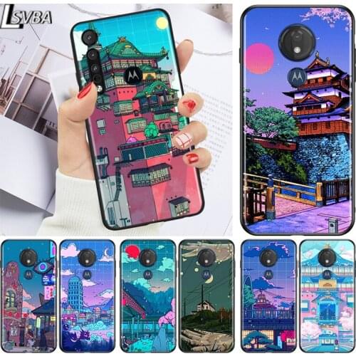 Art Pixel Aesthetic for Motorola G9 G8 G E7 E6 One Play Marco Hyper Fusion Stylus Power Edge Plus Black Phone Case