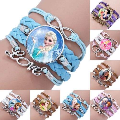 Disney princess children cartoon bracelet Frozen Elsa lovely wristand girl gift clothing accessories bangle kid make up jewelry