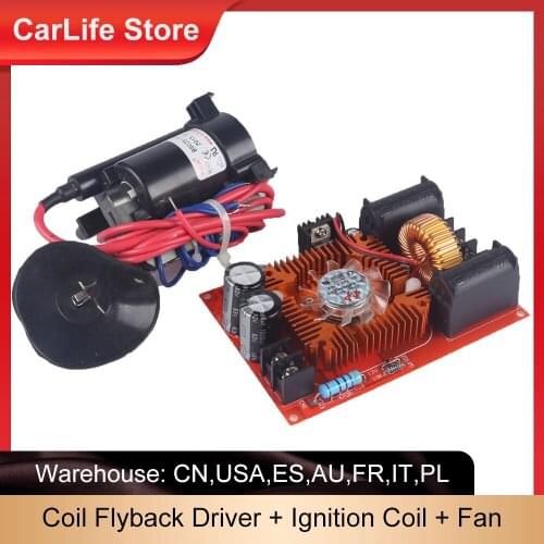 DC 12-30V ZVS Tesla Coil Flyback Driver/SGTC/Marx Generator + Ignition Coil + Fan 24V