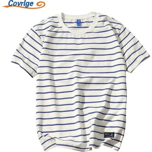 Covrlge Mens T-shirt Hong Kong Style Loose Casual Comfortable Breathable Versatile Daily O-Neck Summer Clothing MTS647