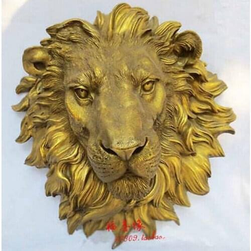 Animal head sculpture for home Art pure copper sculpture carvings fierce beast of prey lion head statue Garden Decoration Brass