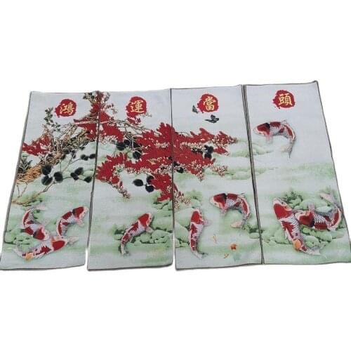 China Four screen painting Thangka embroidery embroidered silk tapestry embroidery Goldfish painting