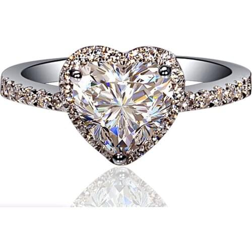 18K Au750 White Gold Women Ring Moissanite Diamonds 1 2 3 4 5 Carat Heart Wedding Party Engagement Anniversary Ring Trendy