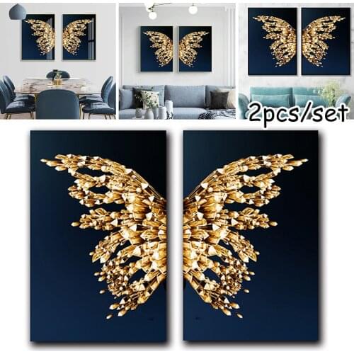 2Pcs Unframed Butterfly Wings Abstract Artwork Prints Canvas Oil Painting Wall Art Set Unframed Living Room Decor Gift 80*60cm