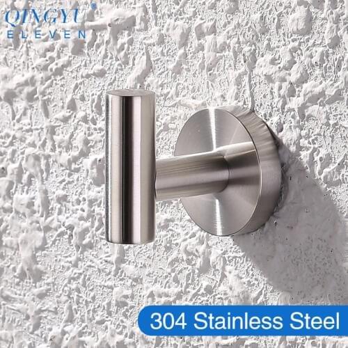 QINGYU ELEVEN 304 stainless steel hook bathroom black brushed chrome hook wall mount coat clothes robe key towel hook