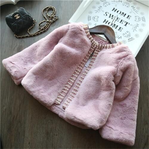Girls Jackets 2020 Spring/Autumn Fashion Kids Faux Fur Outerwear For Baby Girls 2-7 Years Cardigan Pearl Coat TX240