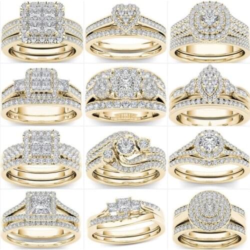 Best selling European couples ring gold-plated inlaid zircon ring factory direct classic jewelry