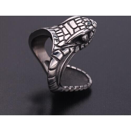 2021 Retro Cobra Head Ring Hip Hop Mens Ring New Fashion Metal Horror Animal Accessories Party Jewelry Wholesale