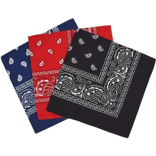 Set of 3 bandanas Paisley Man and Woman 57 x 57 cm Black + Red + navy blue