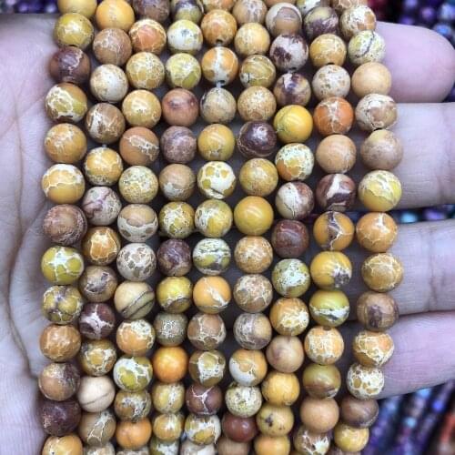 Natural Yellow Imperial Jaspers beads,Sea Sediment Jaspe r Beads 6MM 8MM 10MM 12MM Round Stone Loose Beads for jewelry 15.5"