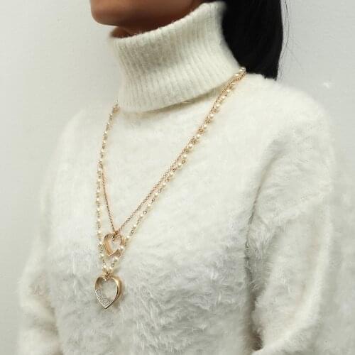 New Fashion Simulated Pearl Crystal Chokers Necklace for Women Bohemian long pendant Statement Necklaces chain for woman gift