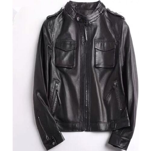 New Women Outerwear 100% Genuine Leather Jackets Sheepskin Short Coats Motorcycle Windbreak Clothing Spring Autumn Female Jacket