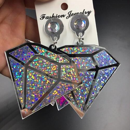 New Acrylic Big Glitter Dangle Earrings Punk Geometric Long Drop Earrings For Women Girls Punk Night Club Party Jewelry Gifts