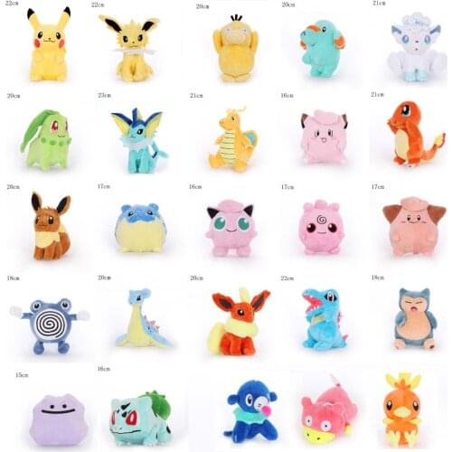 New Anime Pokemoned Pikachued Bulbasaur Lapras Charmander Psyduck Squirtle Plush Toy Stuffed Doll Christmas Gift for Kid