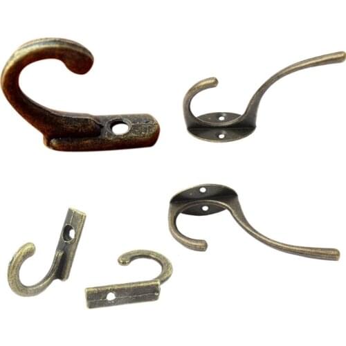 One Or 10pcs Vintage Bronze Double Coat Hangers Wall Mounted Entryway Hooks